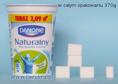 Danone jogurt naturalny, zawarto cukru
